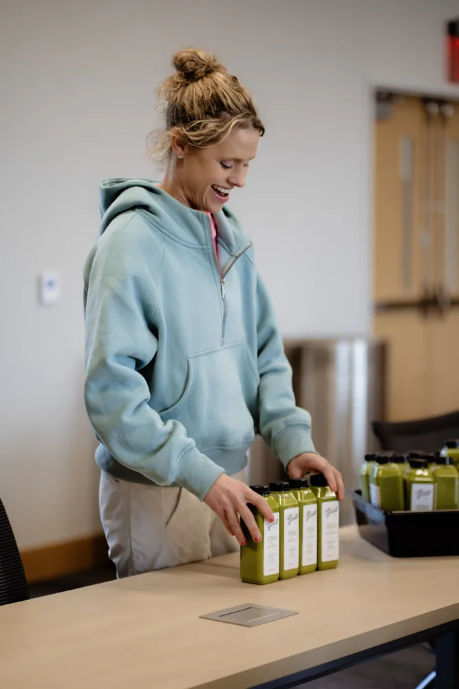 Product set out on the table for guests at a Sisu wellness workshop, Sioux Falls SD